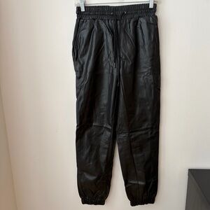 Black Faux Leather joggers Elegant & Trendy